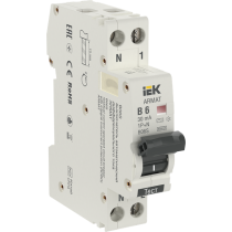 IEK ARMAT Автоматический выключатель дифференциального тока B06S 1P+NP B6 30мА тип AC (18мм)