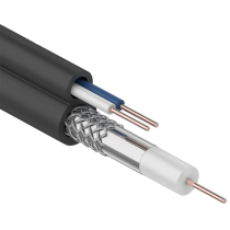 IEK Кабель коаксиальный RG59 медный 75Ом FPE с кабелем питания 2х0,75мм2 PVC белый (300м) GENERICA