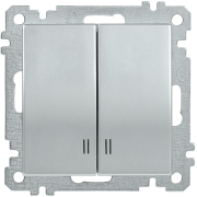 IEK Выключатель 2-клавишный с индикацией ВС10-2-1-Б 10А BOLERO серебряный