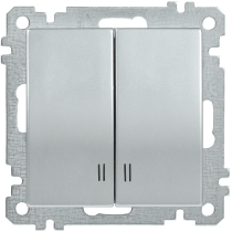 IEK Выключатель 2-клавишный с индикацией ВС10-2-1-Б 10А BOLERO серебряный