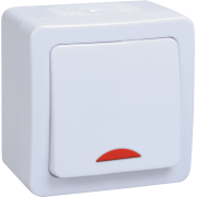 IEK Выключатель 1-клавишный для открытой установки с индикацией ВС20-1-1-ГПБ IP54 ГЕРМЕС PLUS (цвет клавиши: белый)