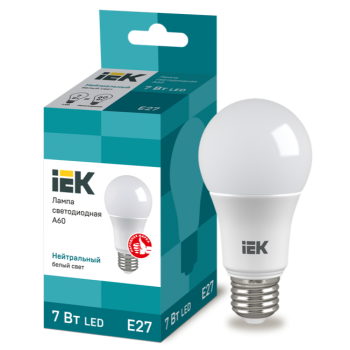 IEK Лампа светодиодная A60 шар 7Вт 230В 4000К E27 - LLE-A60-7-230-40-E27