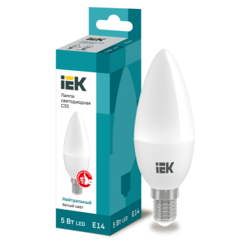 IEK Лампа светодиодная C35 свеча 5Вт 230В 4000К E14 - LLE-C35-5-230-40-E14
