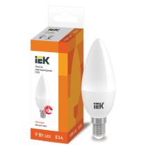 IEK Лампа светодиодная C35 свеча 9Вт 230В 3000К E14