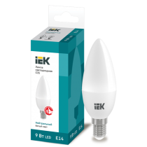 IEK Лампа светодиодная C35 свеча 9Вт 230В 4000К E14