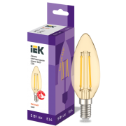 IEK Лампа светодиодная C35 свеча золото 5Вт 230В 2700К E14 серия 360°