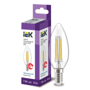 IEK Лампа светодиодная C35 свеча прозрачная 7Вт 230В 4000К E14 серия 360°