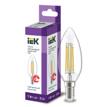IEK Лампа светодиодная C35 свеча прозрачная 7Вт 230В 4000К E14 серия 360°