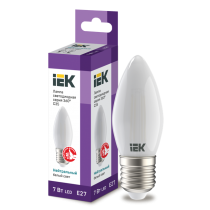 IEK Лампа светодиодная C35 свеча матовая 7Вт 230В 4000К E27 серия 360°