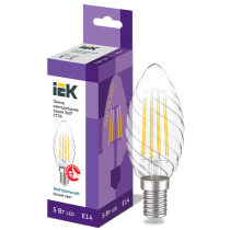 IEK Лампа светодиодная CT35 свеча витая прозрачная 5Вт 230В 4000К E14 серия 360°