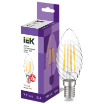 IEK Лампа светодиодная CT35 свеча витая прозрачная 7Вт 230В 3000К E14 серия 360°
