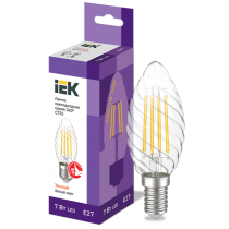 IEK Лампа светодиодная CT35 свеча витая прозрачная 7Вт 230В 3000К E27 серия 360°
