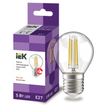 IEK Лампа светодиодная G45 шар прозрачная 5Вт 230В 3000К E27 серия 360°