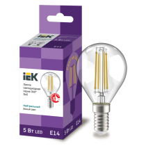 IEK Лампа светодиодная G45 шар прозрачная 5Вт 230В 4000К E14 серия 360°