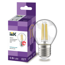IEK Лампа светодиодная G45 шар прозрачная 5Вт 230В 4000К E27 серия 360°