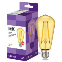 IEK Лампа светодиодная ST64 ретро золото 6Вт 230В 2700К E27 серия 360°