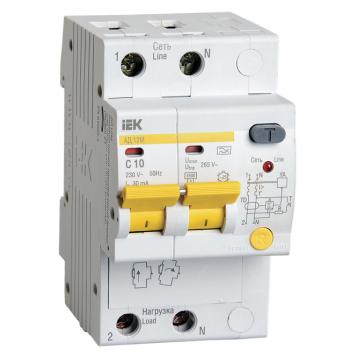 IEK Дифференциальный автоматический выключатель АД12М 2Р С10 30мА - MAD12-2-010-C-030
