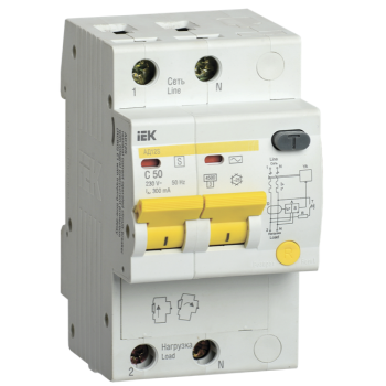 IEK Дифференциальный автоматический выключатель АД12S 2Р 50А 300мА - MAD13-2-050-C-300