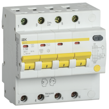 IEK Дифференциальный автоматический выключатель АД14S 4Р 50А 300мА - MAD13-4-050-C-300