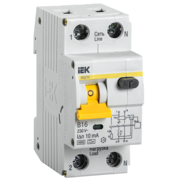 IEK Автоматический выключатель дифференциального тока АВДТ32 B16 10мА - MAD22-5-016-B-10