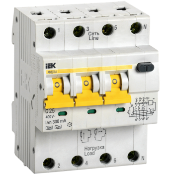 IEK Автоматический выключатель дифференциального тока АВДТ34 C25 300мА - MAD22-6-025-C-300