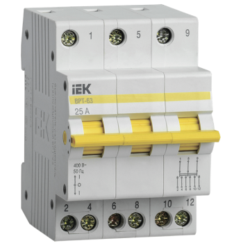 IEK Выключатель-разъединитель трехпозиционный ВРТ-63 3P 25А - MPR10-3-025