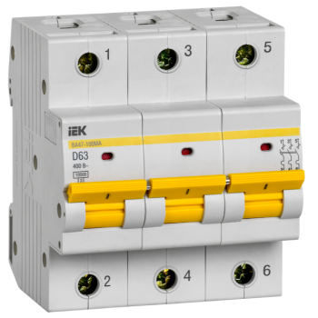 IEK Автоматический выключатель ВА47-100МА без теплового расцепителя 3P 63А 10кА D - MVA43-3-063-D