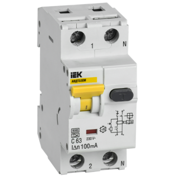 IEK Автоматический выключатель дифференциального тока АВДТ32EM C63 100мА - MVD14-1-063-C-100