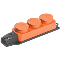IEK Розетка (колодка) 3-местная РБ33-1-0м с защитными крышками IP44 ОМЕГА оранжевая