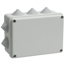 IEK Коробка распаячная КМ41242 для открытой проводки 150х110х70мм IP55 (RAL 7035, 10 гермовводов)