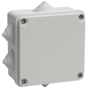 IEK Коробка распаячная КМ41234 для открытой проводки 100х100х50мм IP55 (RAL 7035, 6 гермовводов)