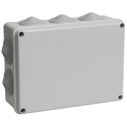 IEK Коробка распаячная КМ41243 для открытой проводки 190х140х70мм IP44 (RAL 7035, 10 гермовводов)