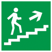 IEK Самоклеящаяся этикетка 150х150мм "Направление к эвакуационному выходу (по лестнице направо вверх)"